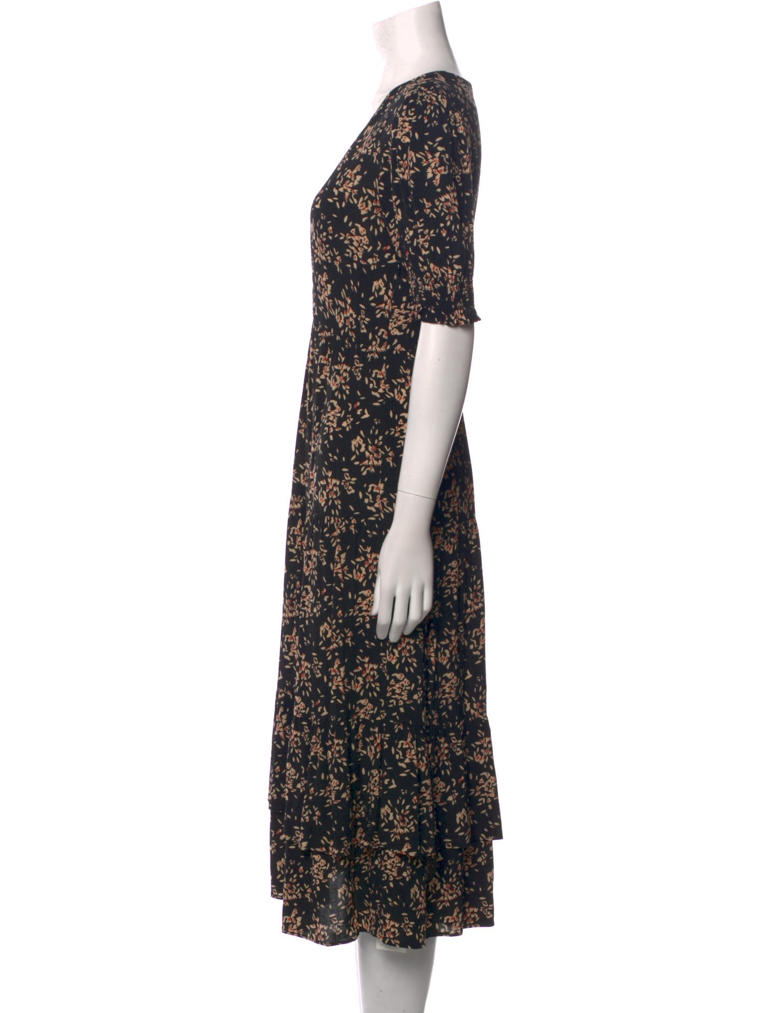 BA&SH Floral Print Midi Length Dress